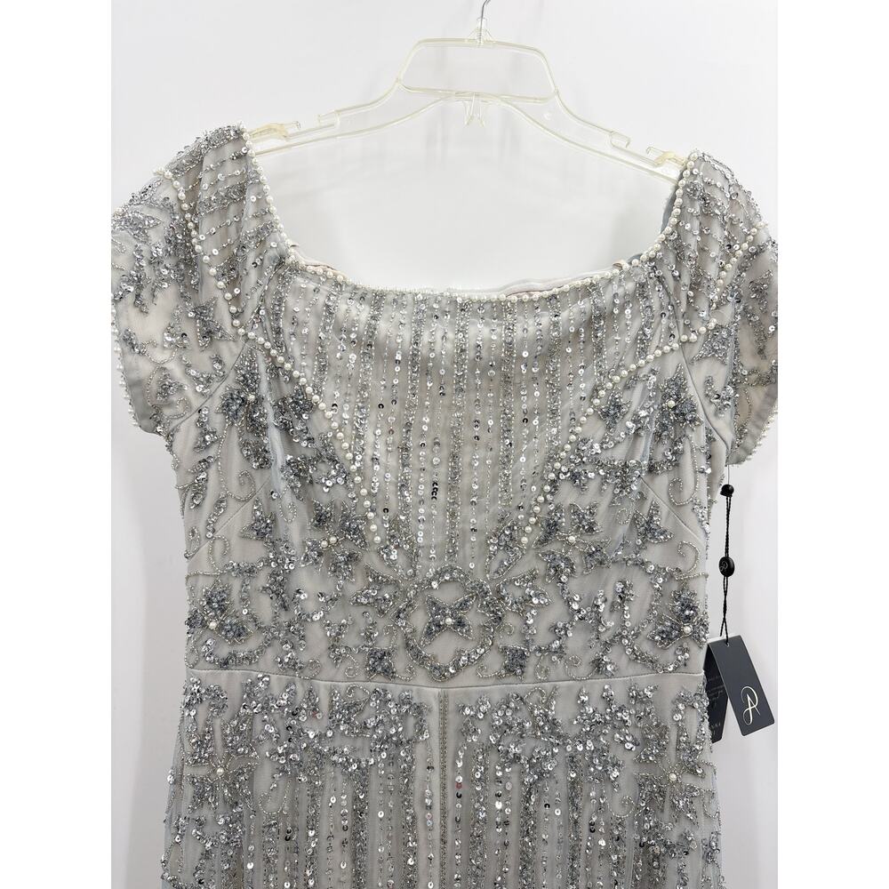 Adrianna Papell Blue Silver Long Formal Gown Dress 12 New Nwt - Picture 4 of 15